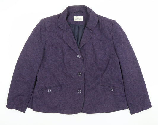 Eastex Women Purple Wool Blend Single-Breasted Blazer Size 20