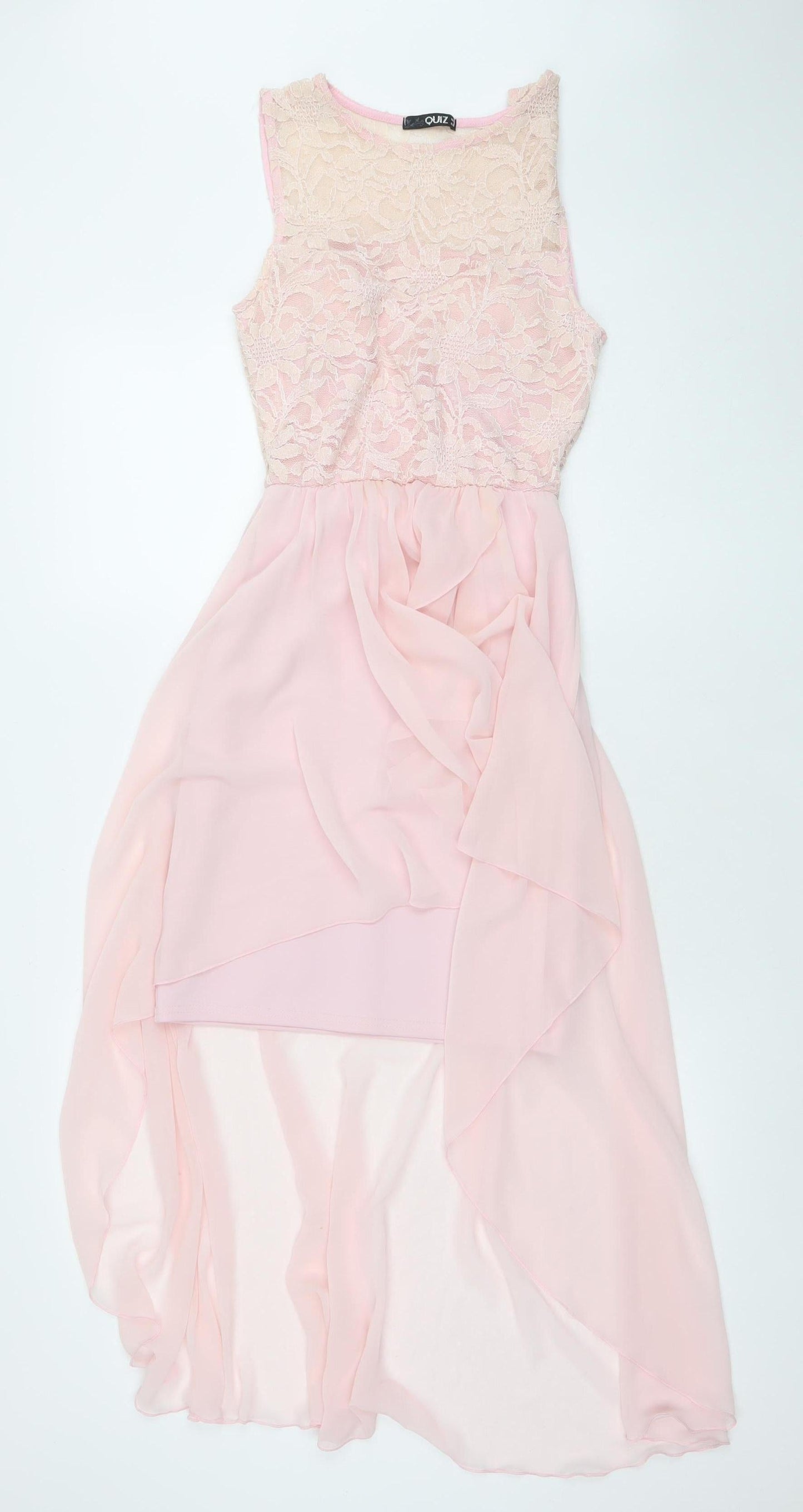 Quiz Women's Pink Lace Hi-Low Fit & Flare Dress Size 8