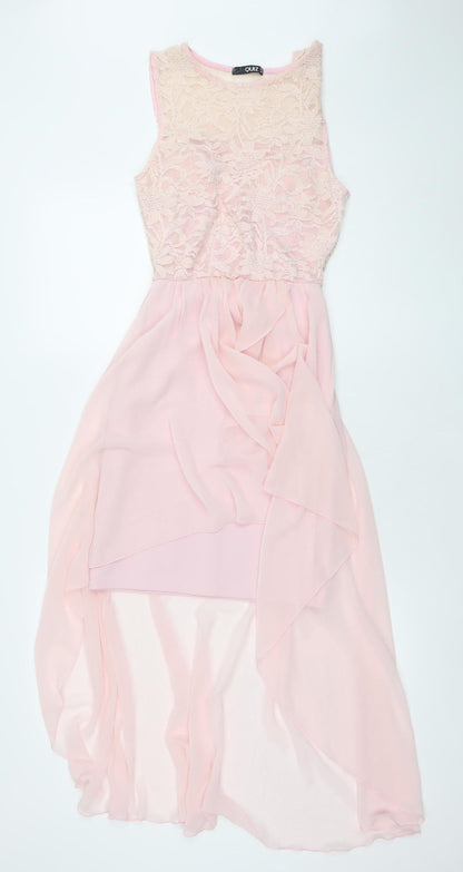 Quiz Women's Pink Lace Hi-Low Fit & Flare Dress Size 8