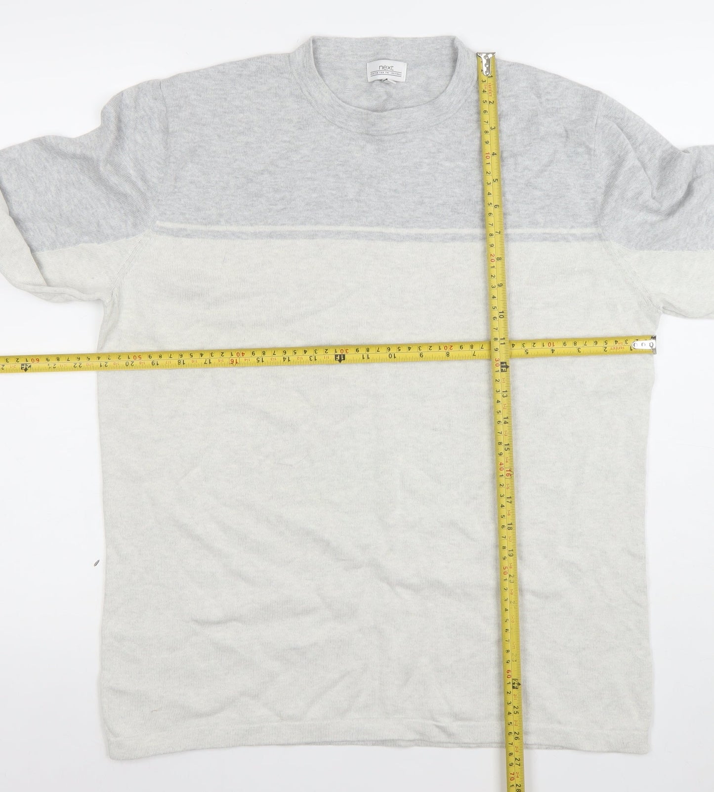 Next Men’s Grey Acrylic Cotton Crew Neck Long Sleeve Pullover Jumper Size L