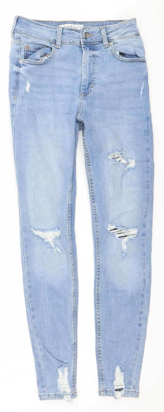 Denim Co. Women's Blue Distressed Skinny Jeans Size 8