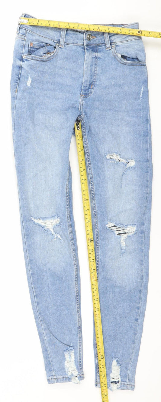 Denim Co. Women's Blue Distressed Skinny Jeans Size 8