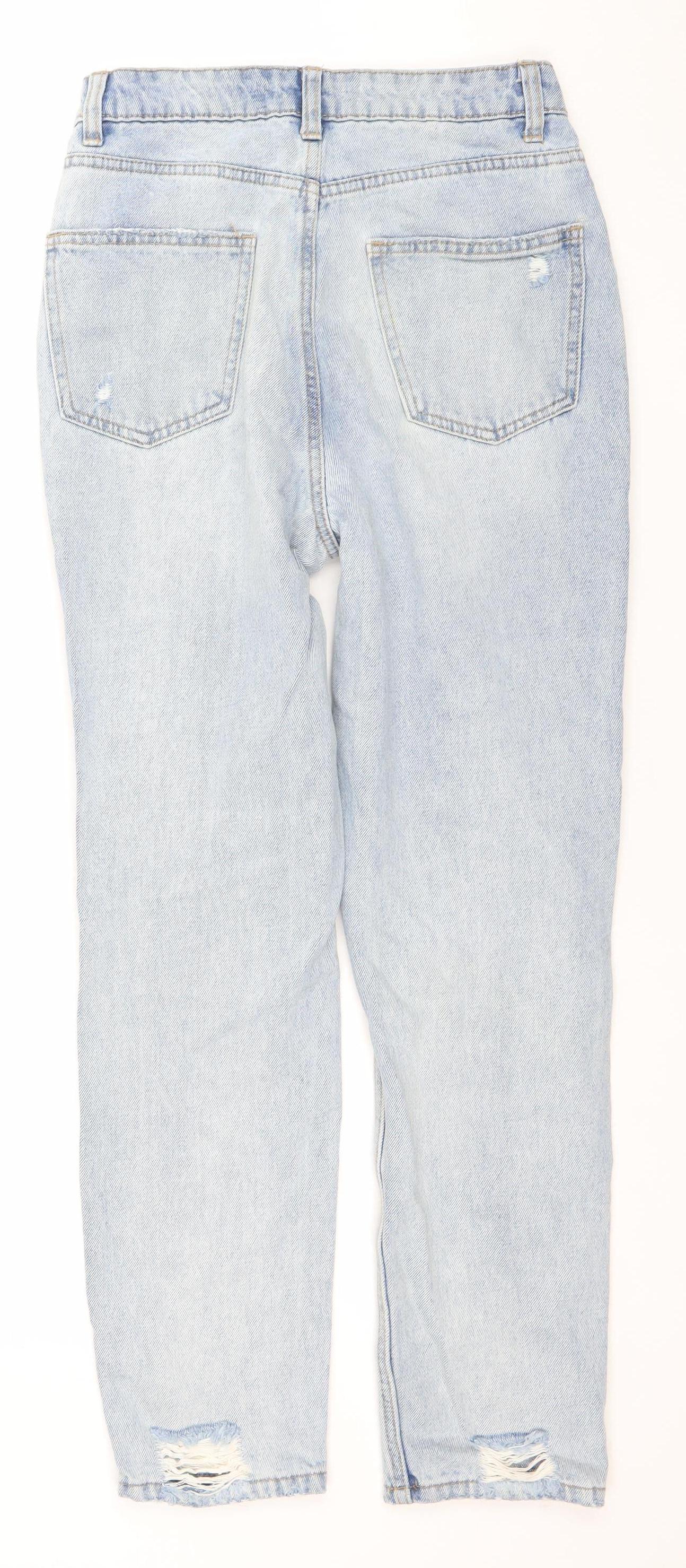 Primark Women’s Blue Distressed Boyfriend Jeans Size 6 Relaxed Fit