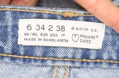 Primark Women’s Blue Distressed Boyfriend Jeans Size 6 Relaxed Fit