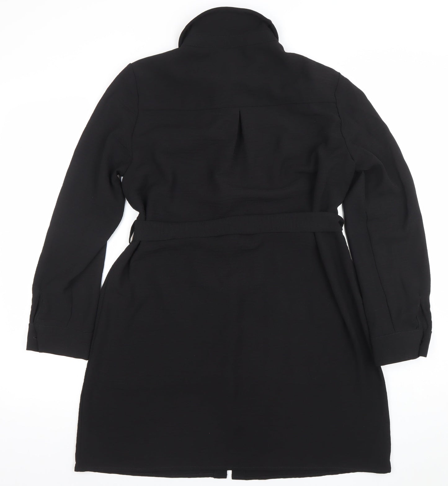 Dunnes Women's Black Belted Shirt Dress Size M Long Sleeve