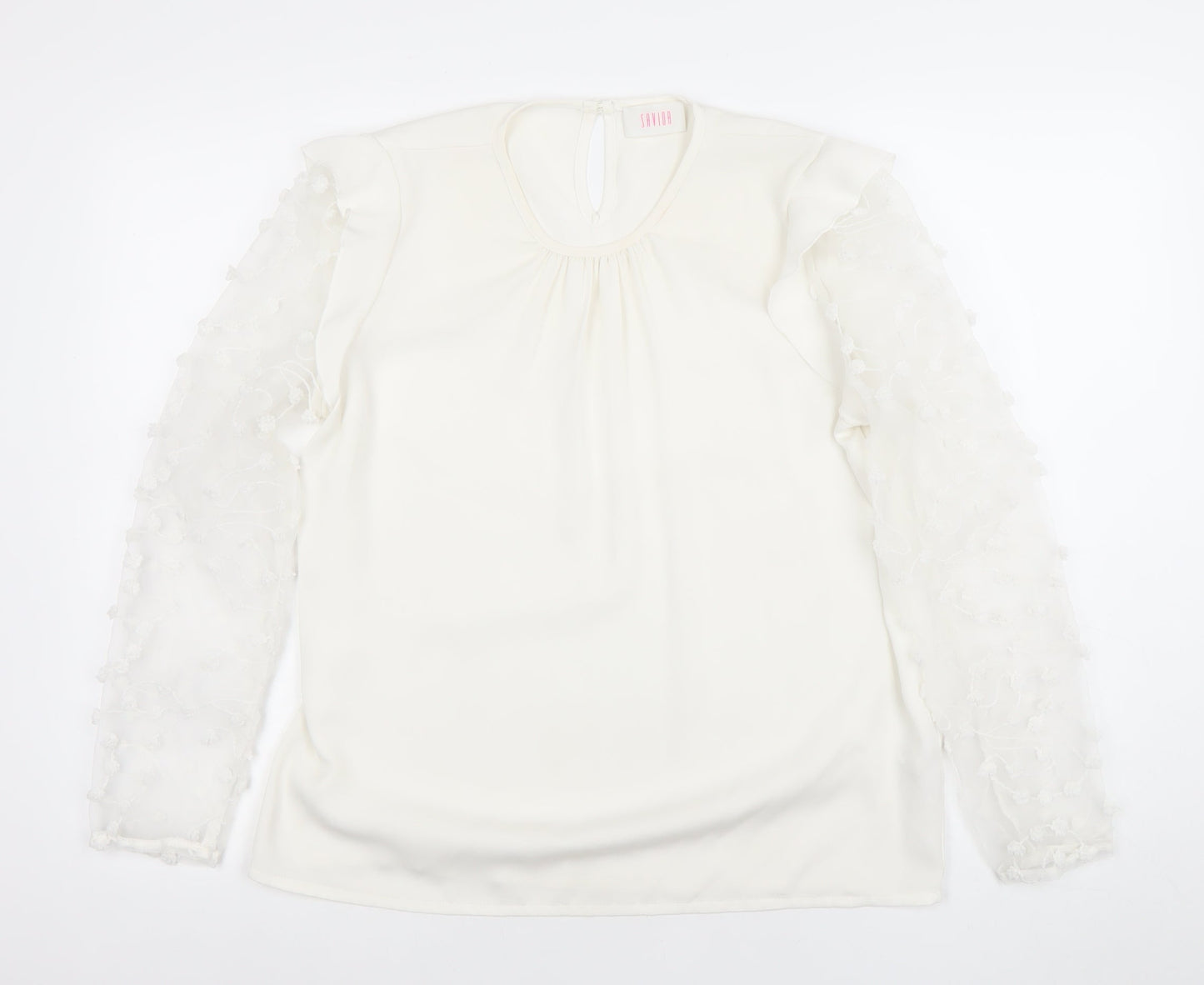 Womens UK Size 12 Savior Ivory Tunic Blouse