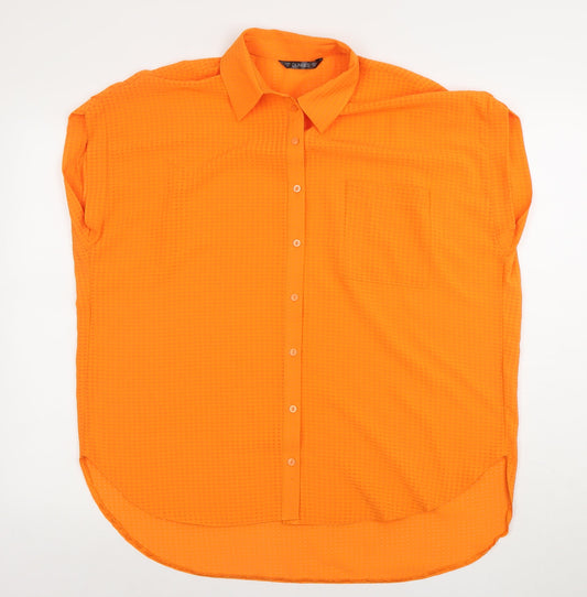 Dunnes Women’s Orange Sleeveless Collared Button-Up Shirt Size 12