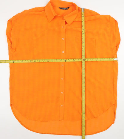 Womens UK Size 12 Dunnes Orange Basic Button-Up