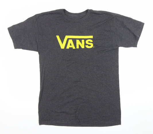 Vans Mens Grey Medium Logo Crew Neck Short Sleeve T-Shirt