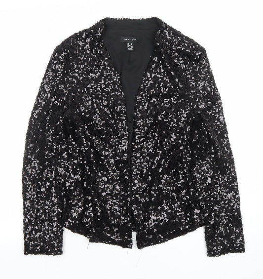 New Look Women's Black Sequin Blazer Size 10 Party Jacket