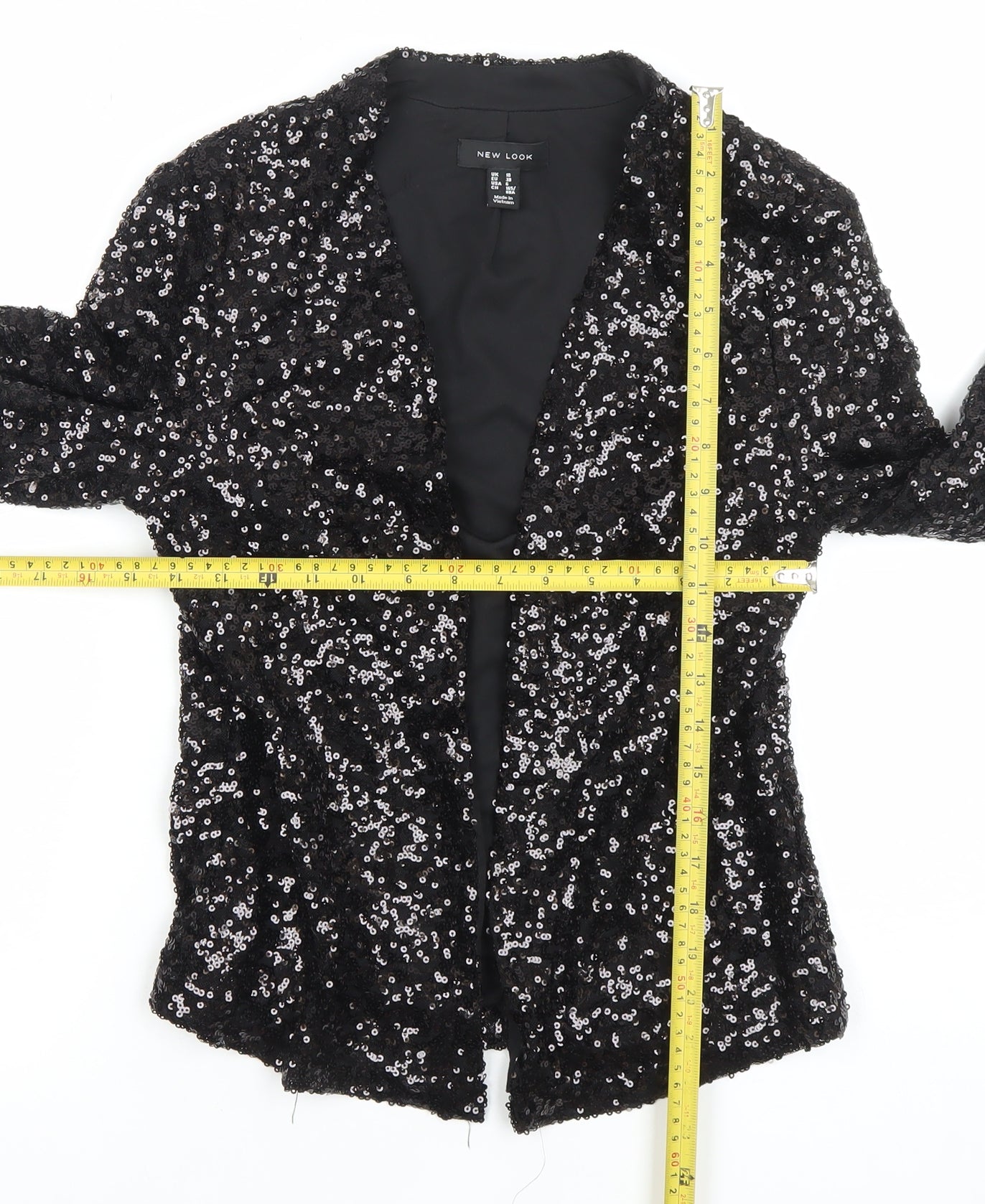 New Look Women's Black Sequin Blazer Size 10 Party Jacket