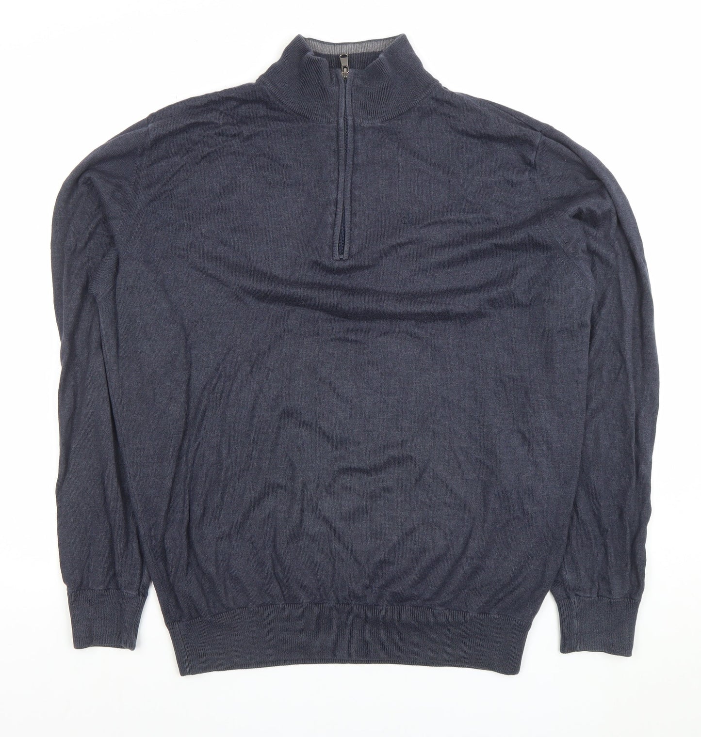 Calvin Klein Men’s Blue 1/4 Zip Cotton Acrylic Jumper Size L