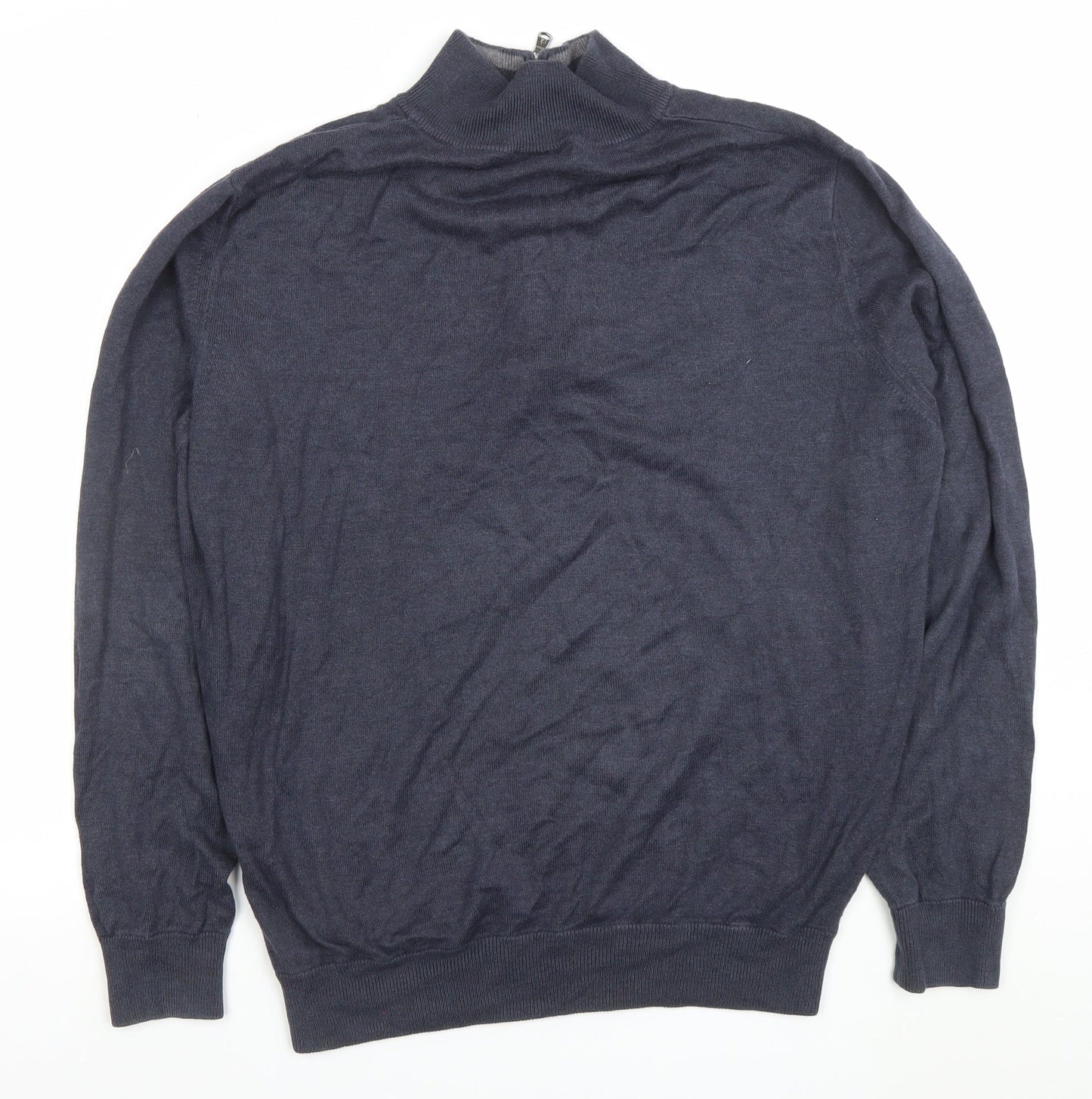 Calvin Klein Men’s Blue 1/4 Zip Cotton Acrylic Jumper Size L