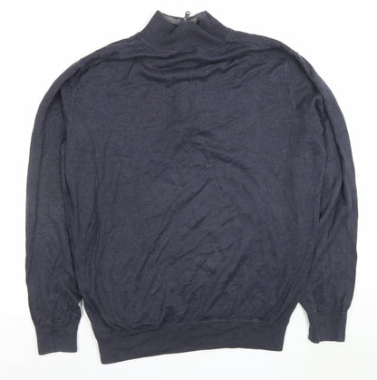 Calvin Klein Men’s Blue 1/4 Zip Cotton Acrylic Jumper Size L