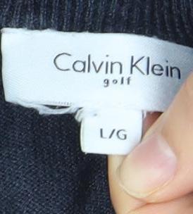 Calvin Klein Men’s Blue 1/4 Zip Cotton Acrylic Jumper Size L