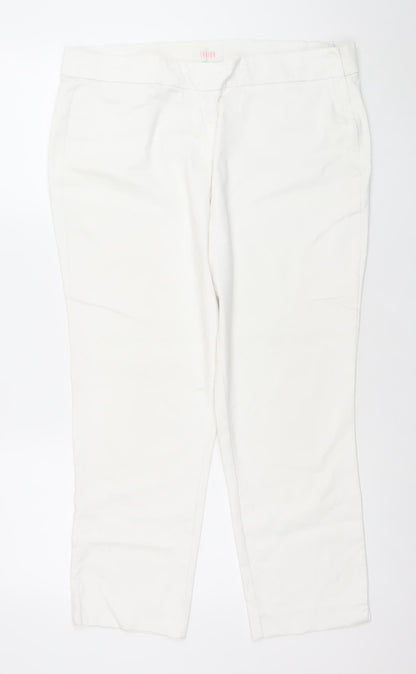 Womens UK Size 16 Savior Regular Fit Casual Business Travel White Trousers