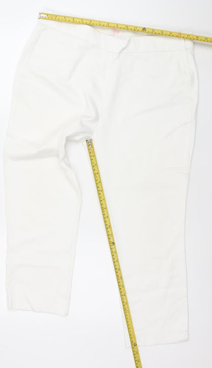 Womens UK Size 16 Savior Regular Fit Casual Business Travel White Trousers
