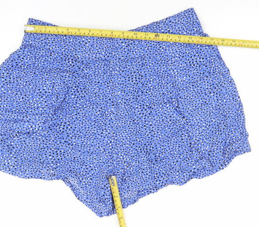 Marks and Spencer Women Blue Polka Dot Culotte Shorts Size 16