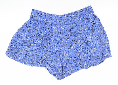 Marks and Spencer Women Blue Polka Dot Culotte Shorts Size 16