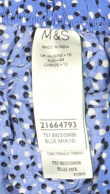 Marks and Spencer Women Blue Polka Dot Culotte Shorts Size 16