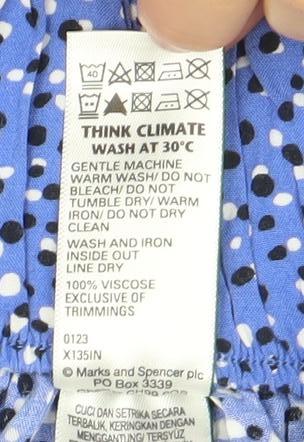 Marks and Spencer Women Blue Polka Dot Culotte Shorts Size 16