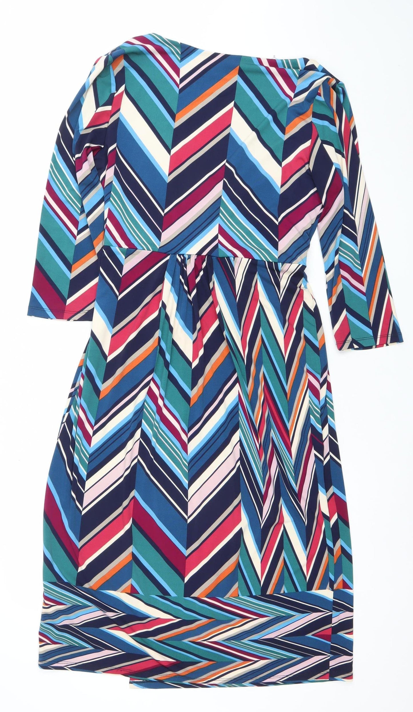 Monsoon Womens Multicoloured Size 14 V-Neck Bodycon Jersey Dress