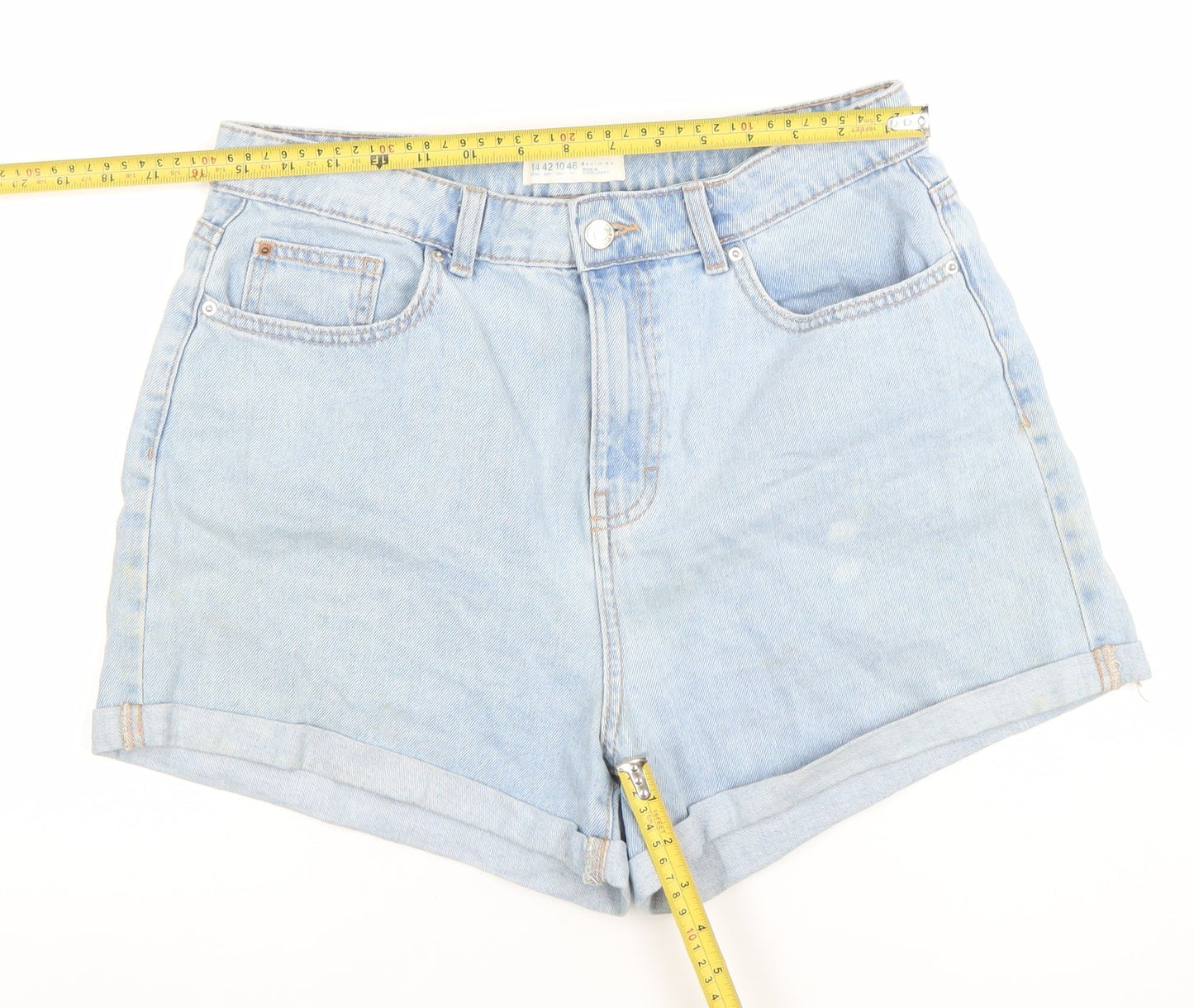 Denim Co Women’s Light Blue High Waist Cotton Boyfriend Denim Shorts Size 14