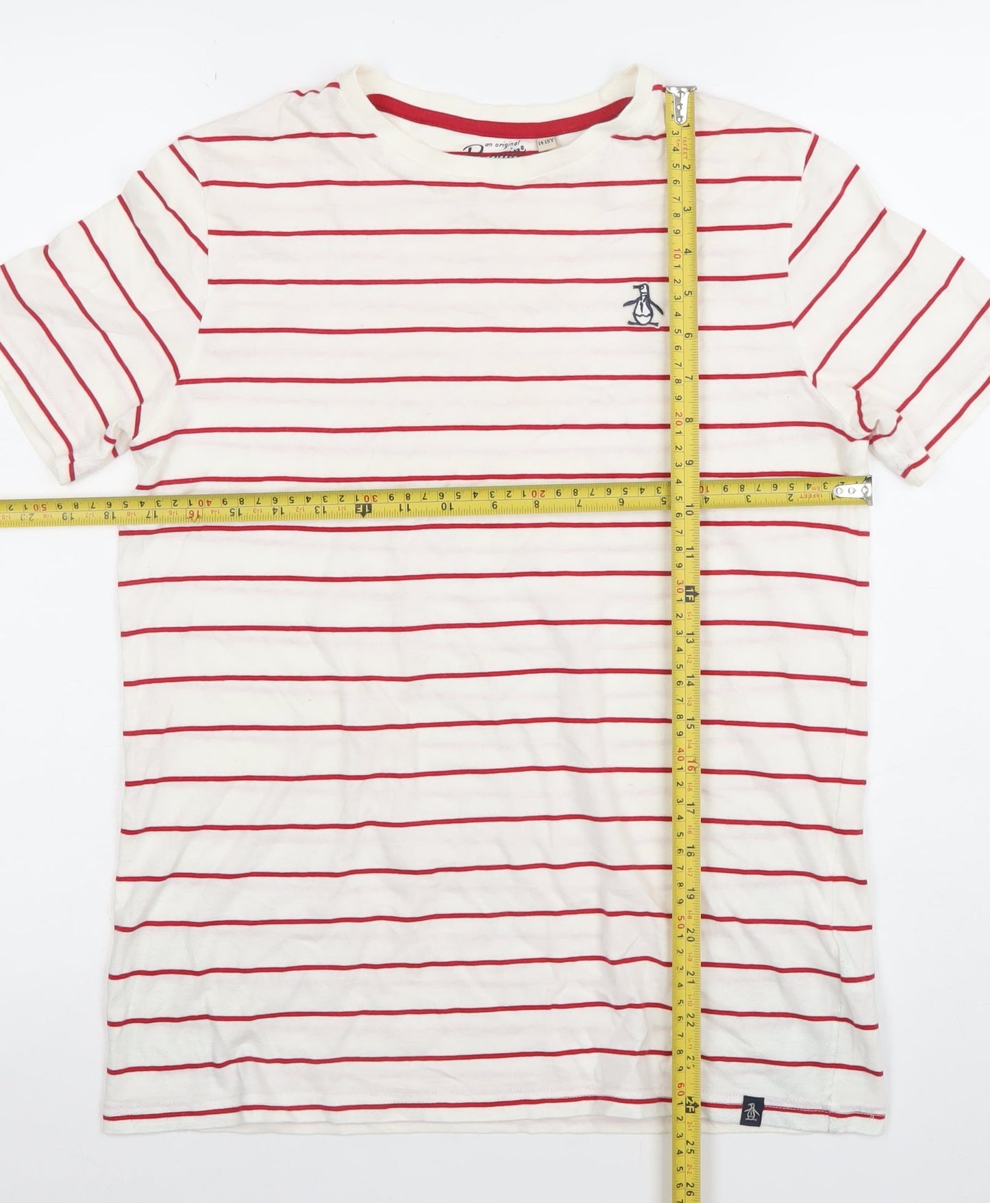 Boys UK Size 14-15 Years Penguin White Basic T-Shirt
