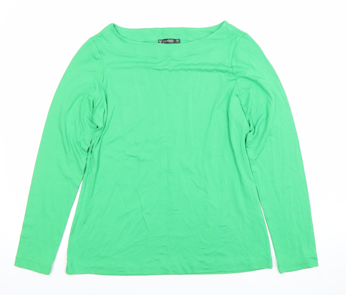 Dunnes Womens Green Long Sleeve Basic Boat Neck T-Shirt Size M
