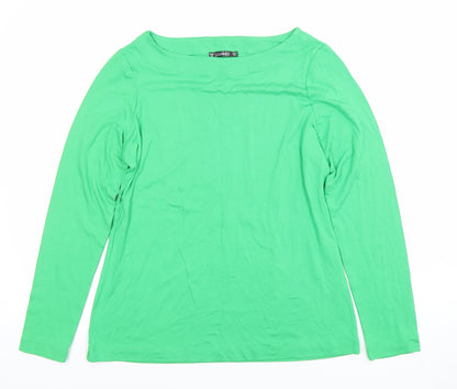 Dunnes Womens Green Long Sleeve Basic Boat Neck T-Shirt Size M