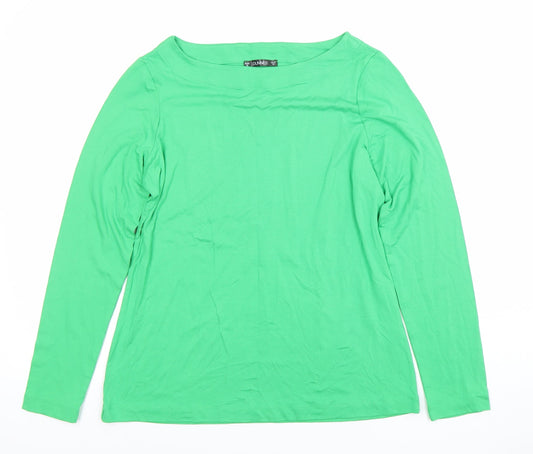 Dunnes Womens Green Long Sleeve Basic Boat Neck T-Shirt Size M