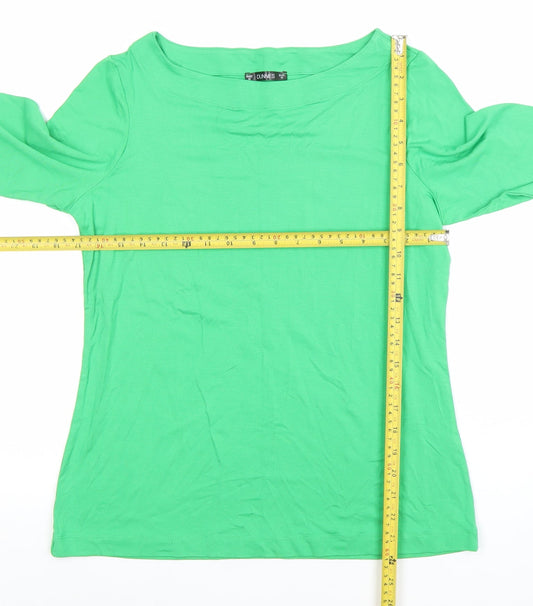 Dunnes Womens Green Long Sleeve Basic Boat Neck T-Shirt Size M