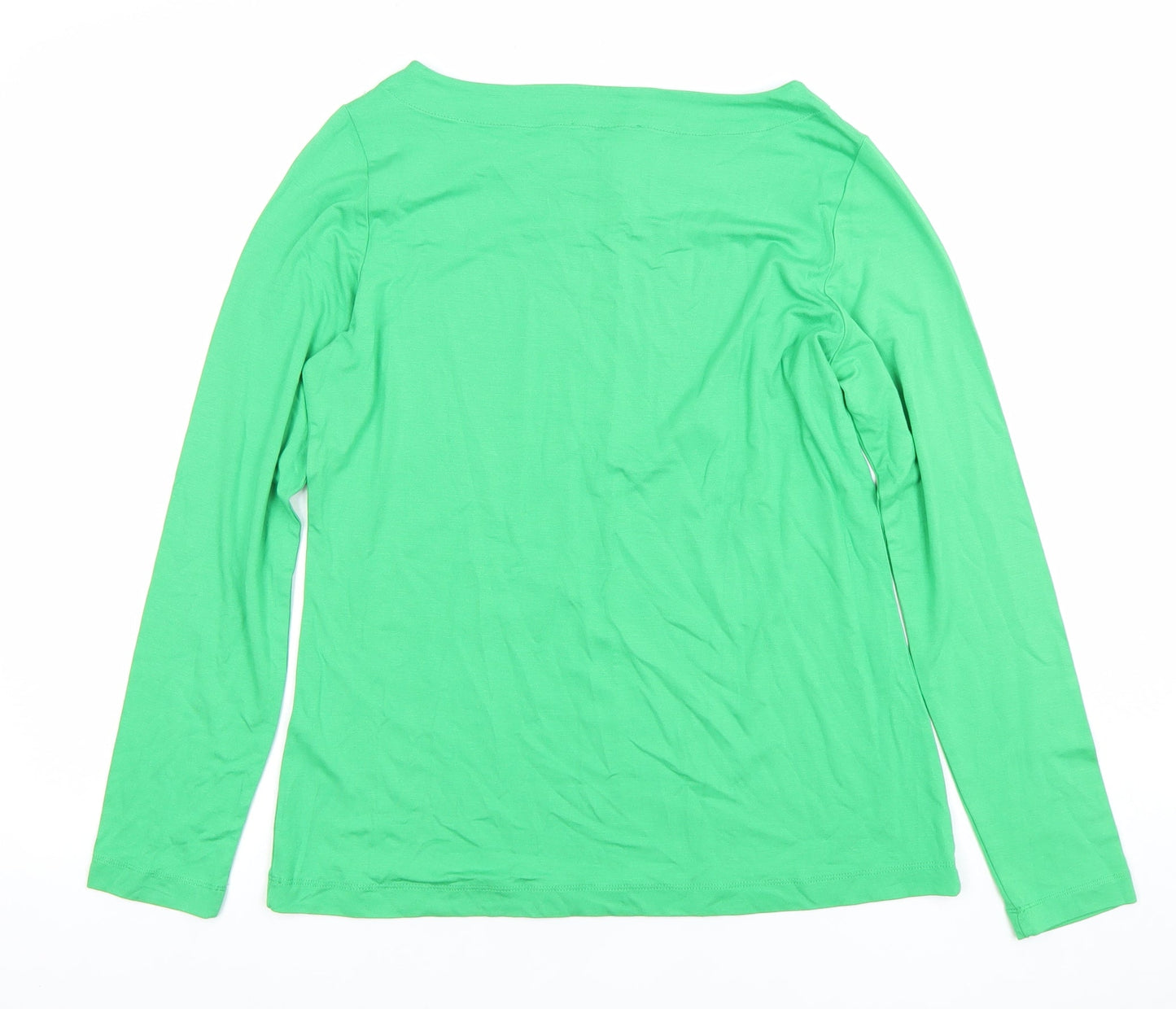 Dunnes Womens Green Long Sleeve Basic Boat Neck T-Shirt Size M