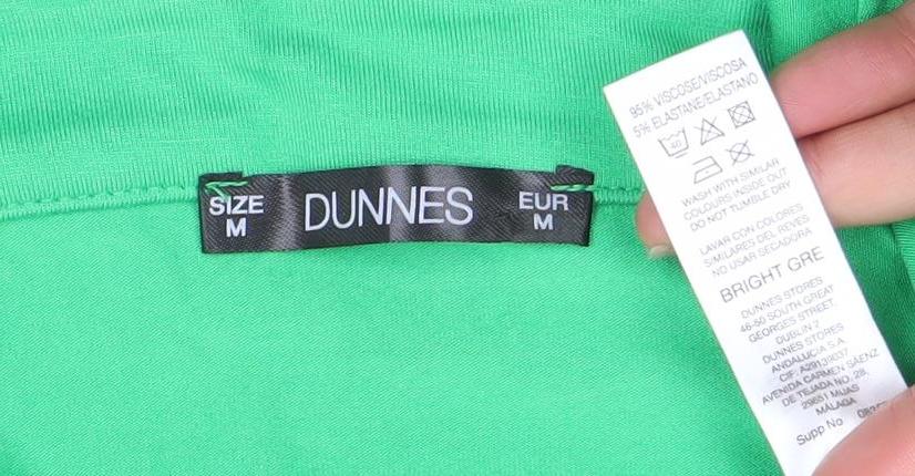 Dunnes Womens Green Long Sleeve Basic Boat Neck T-Shirt Size M