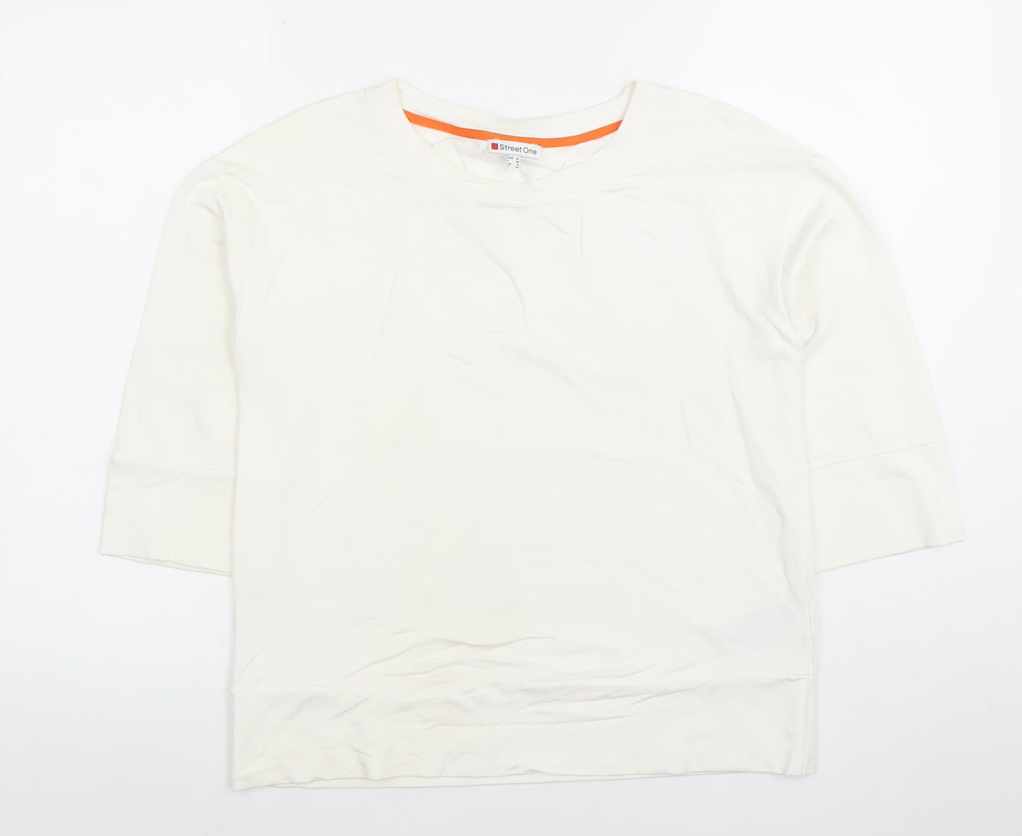 Womens UK Size 10 Street One Ivory Basic T-Shirt