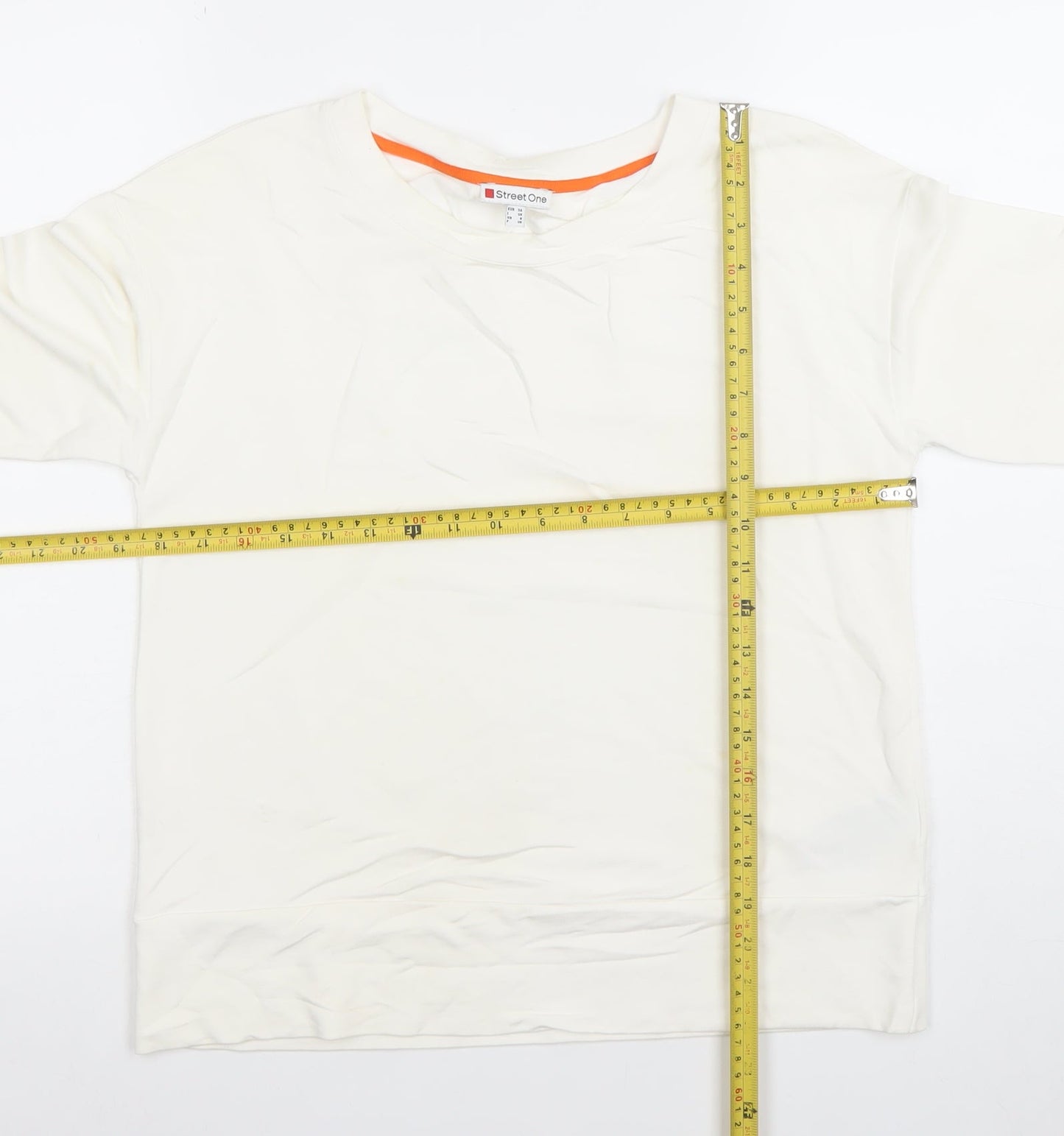 Womens UK Size 10 Street One Ivory Basic T-Shirt