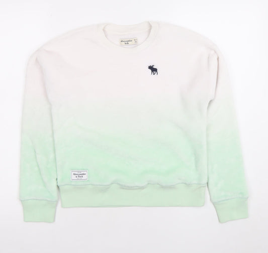Abercrombie Kids Girls Green Ombre Fleece Pullover Sweatshirt 11-12 Years