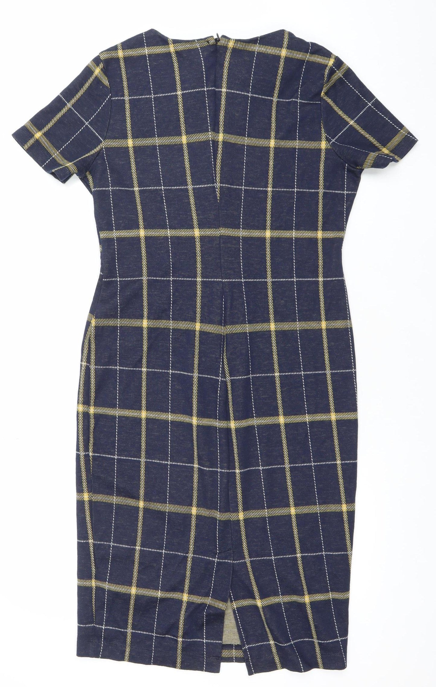Marks and Spencer Women Blue Check Collared Shift Dress Size 12