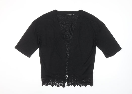 Dorothy Perkins Women’s Black Crochet Hem Short Sleeve Open Cardigan Size S