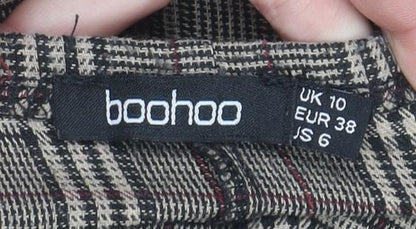 Boohoo Women’s Brown Check Belted Sleeveless Playsuit UK 10