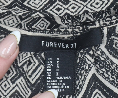 Forever 21 Women Black Geometric Maxi Dress Size S Halter Sleeveless