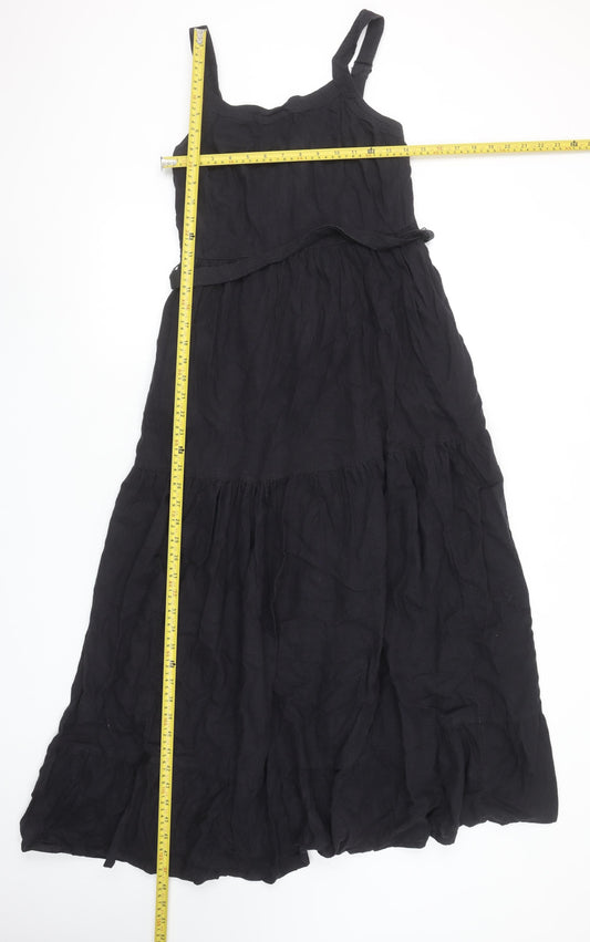 Fat Face Women’s Black Linen Maxi Dress Size 6 Sleeveless Summer Style