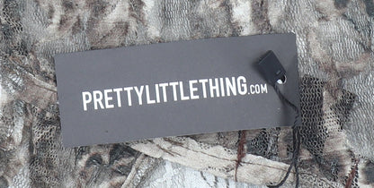 PrettyLittleThing Women's Brown Animal Print Mesh Off Shoulder Blouse Size 8