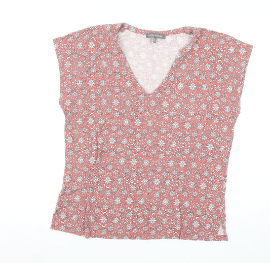 Laura Ashley Women's Pink Floral V-Neck Tunic Blouse UK 14
