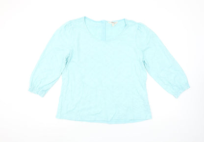 FatFace Women Blue Cotton Embroidered Tunic Blouse Size 14