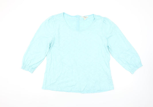 FatFace Women Blue Cotton Embroidered Tunic Blouse Size 14