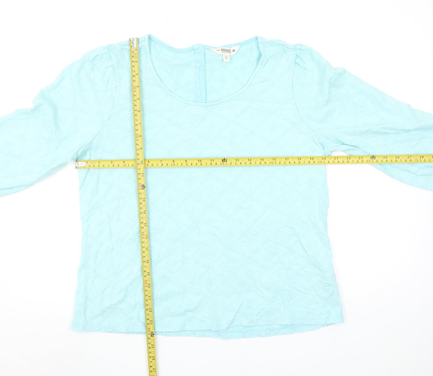 FatFace Women Blue Cotton Embroidered Tunic Blouse Size 14