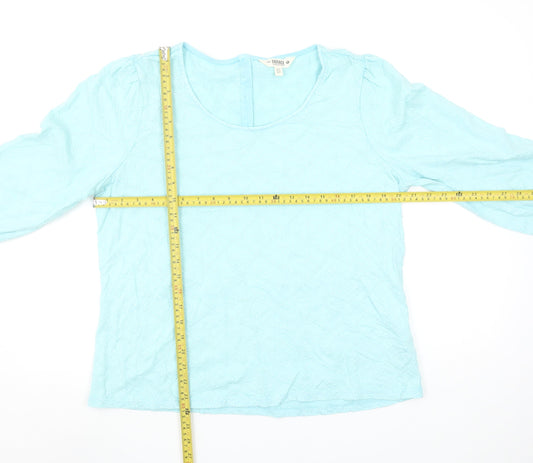 FatFace Women Blue Cotton Embroidered Tunic Blouse Size 14