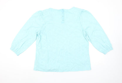 FatFace Women Blue Cotton Embroidered Tunic Blouse Size 14