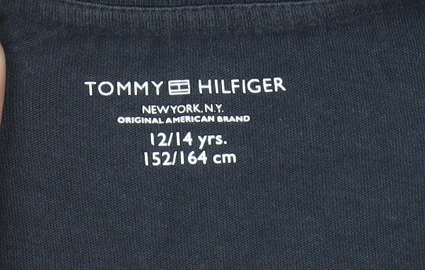 Boys UK Size 12-14 Years Tommy Hilfiger Blue Basic T-Shirt